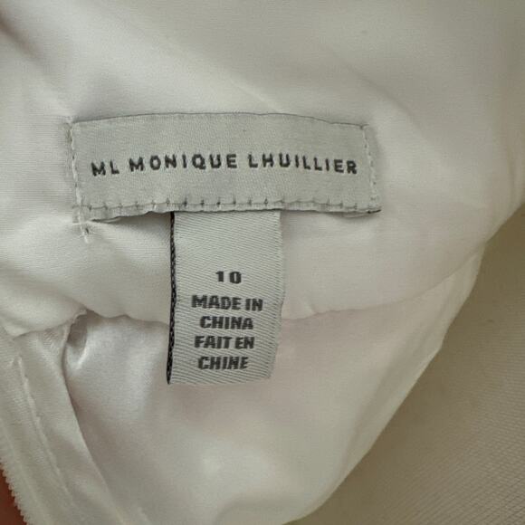 ML Monique Lhuillier Perrie Tiered Shoulder-Ruffle V-Neck Mini Dress Size 10 NWT - Picture 10 of 15